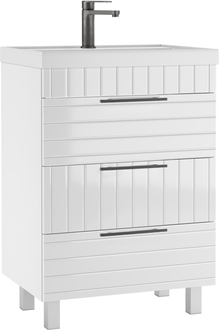 Тумба под умывальник "UNIT 60" Topaz с тремя ящиками В3 Домино