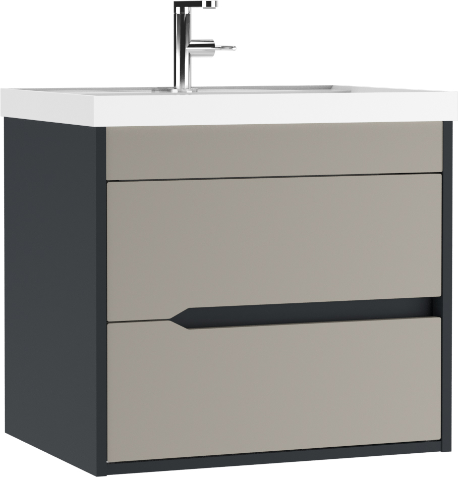 Тумба подвесная под умывальник "ЮНИТ 60" (Unit) Карат (Karat) Серый тауп В2 Домино