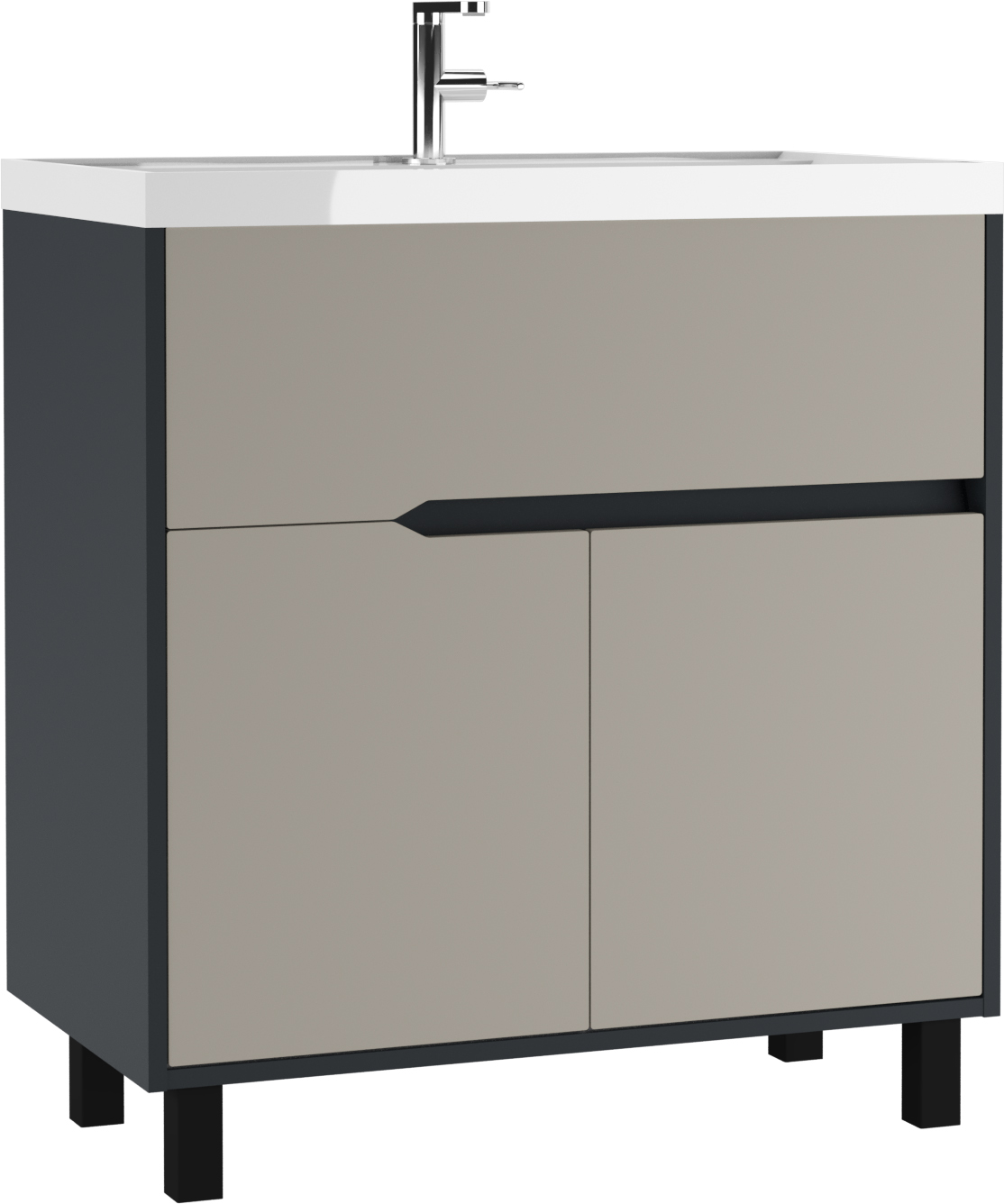 Тумба под умывальник "ЮНИТ 80" (Unit) Карат (Karat) Серый тауп В1 Домино