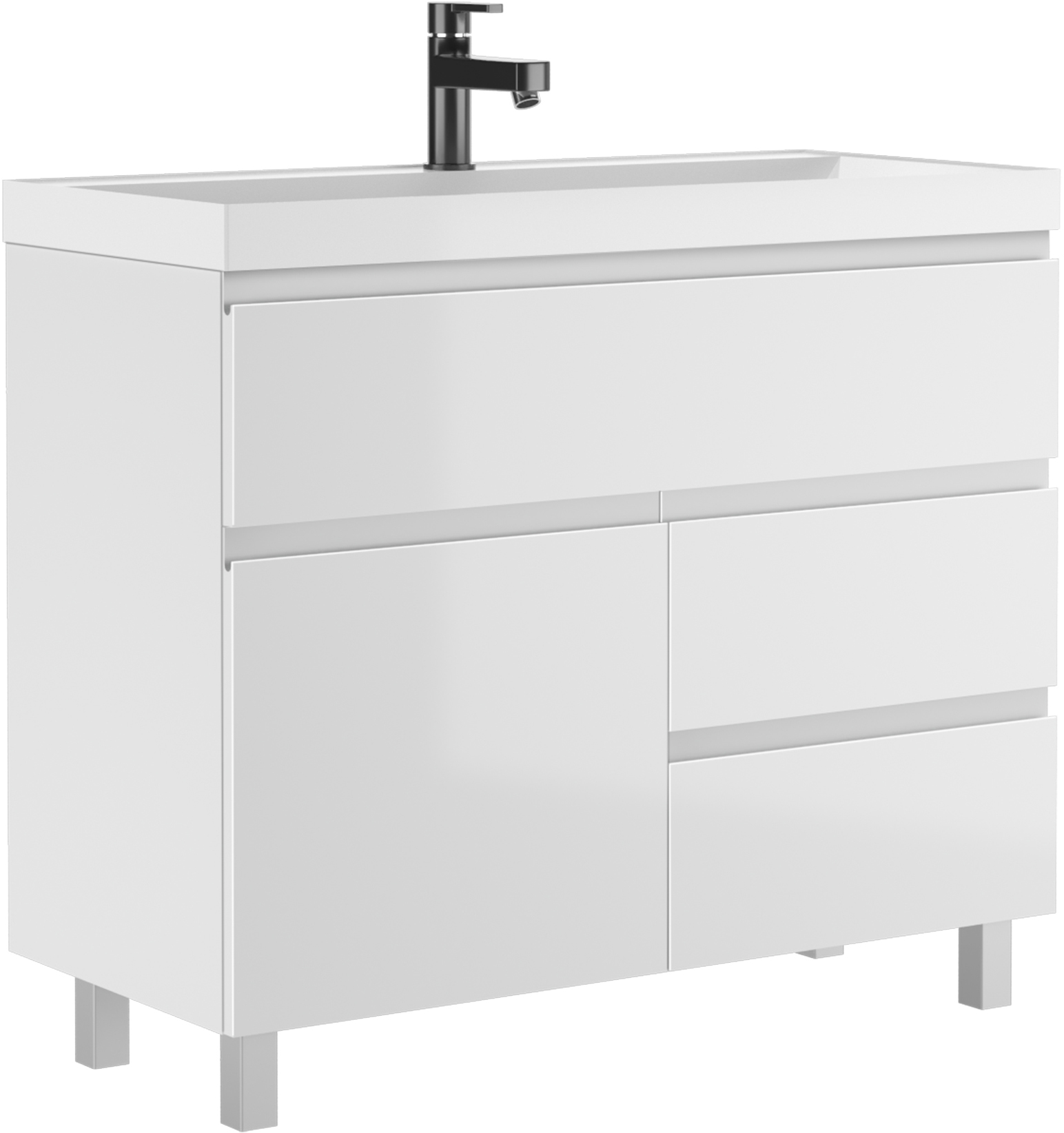 Тумба под умывальник "Базис 100" (Bazis) Графо (Grafo) белый глянец В3 Домино