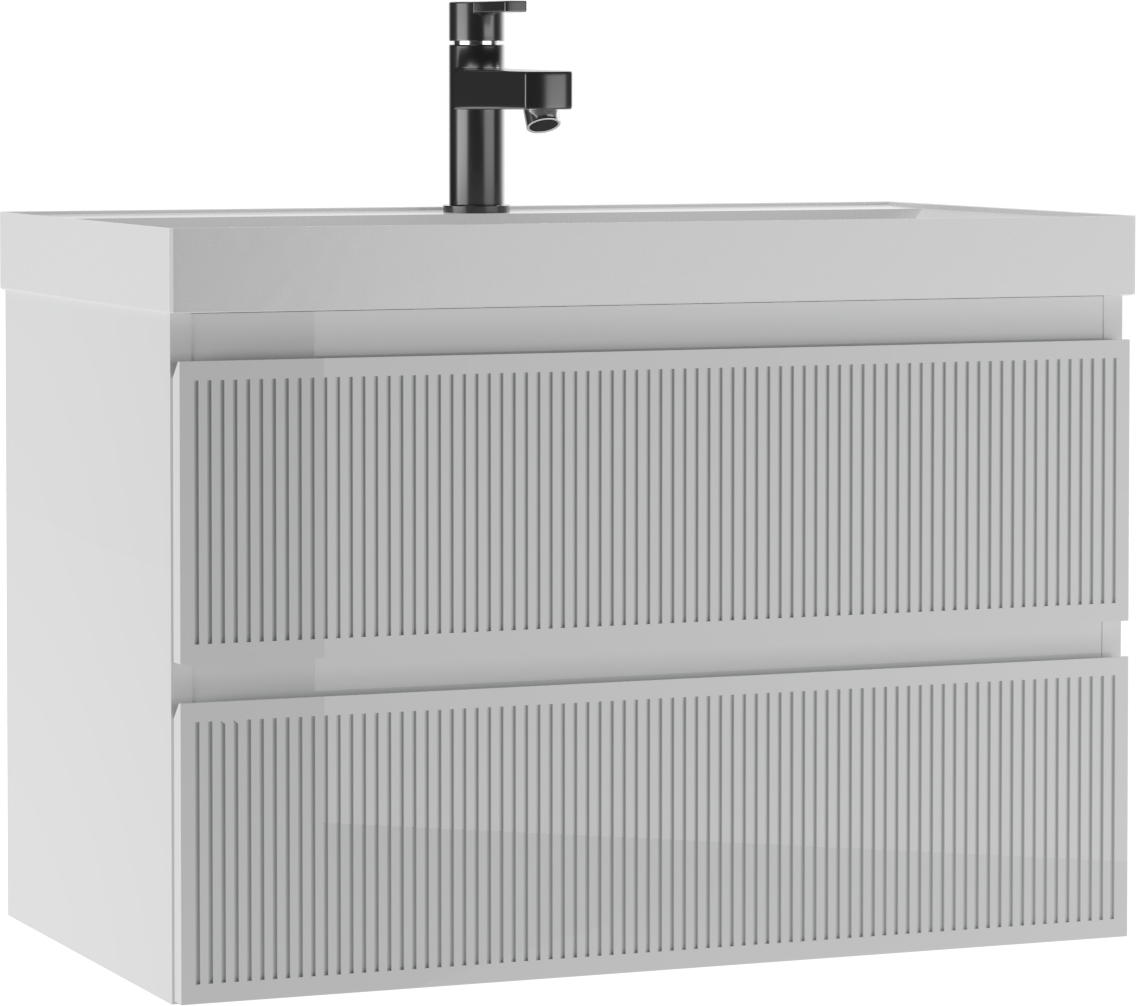 Тумба подвесная под умывальник "ЮНИТ 80" (Unit) Тауэр (Tower) В2 Белый Домино