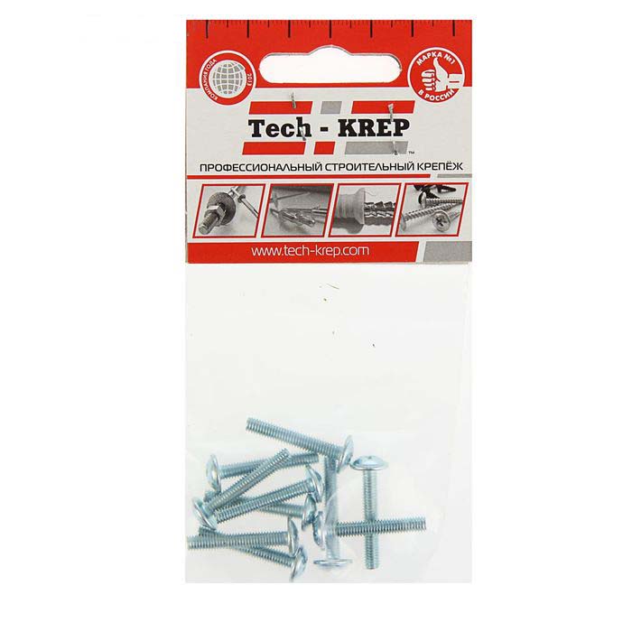 Винт для крепления ручки оцинк. М4х25 (10 шт) - пакет Tech-Krep