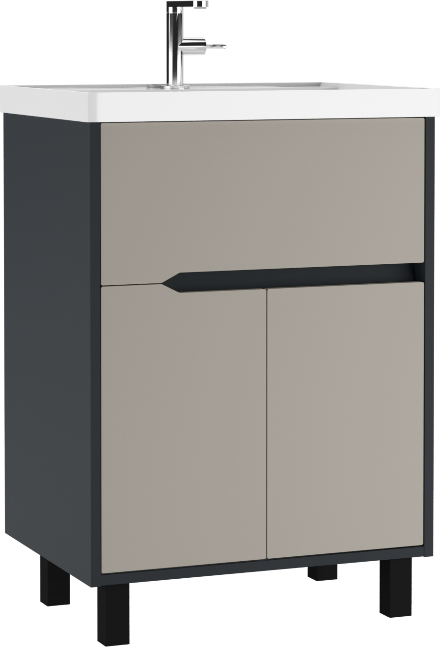 Тумба под умывальник "ЮНИТ 60" (Unit) Карат (Karat) Серый тауп В1 Домино