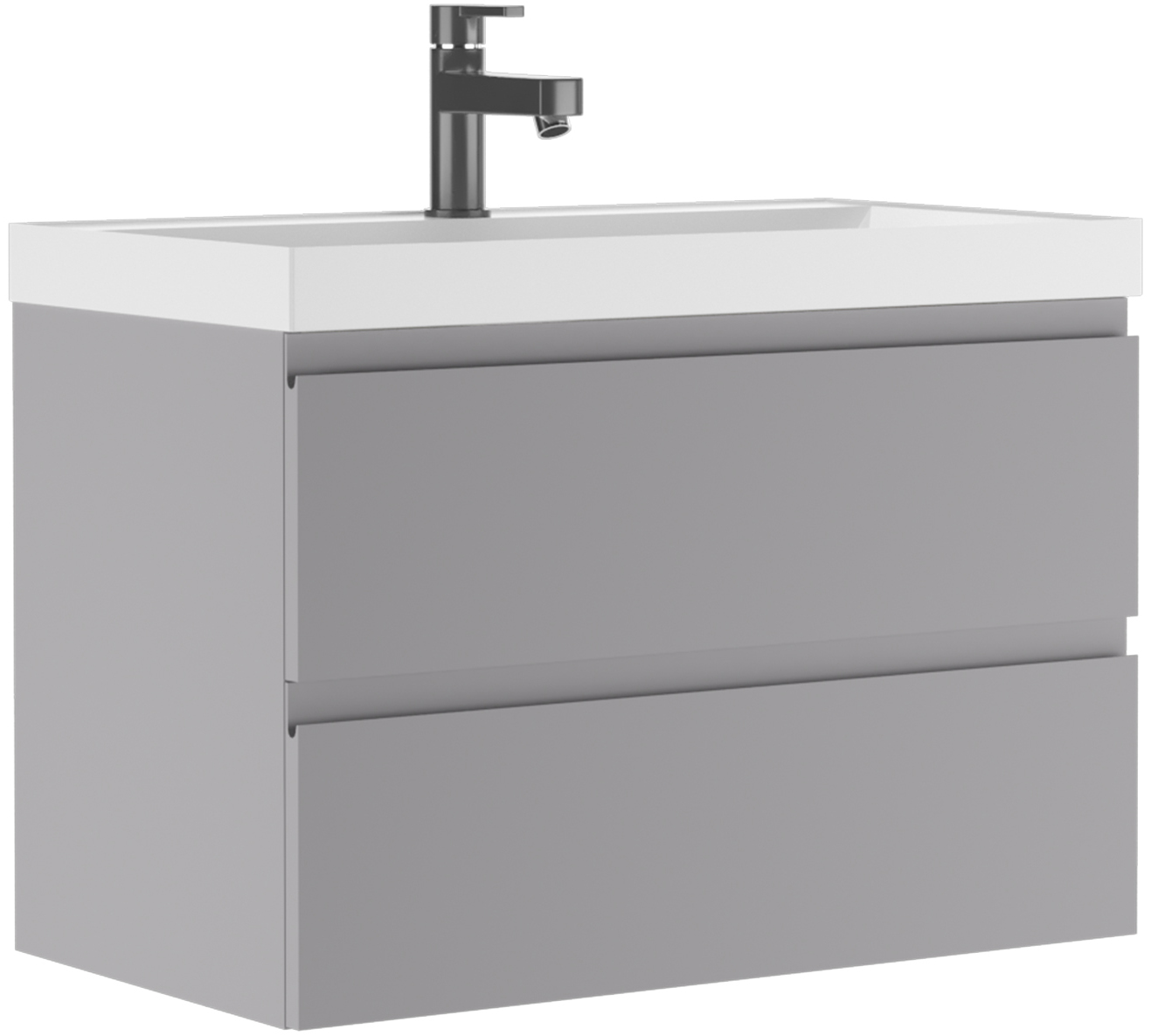 Тумба подвесная под умывальник "ЮНИТ 80" (Unit) Графо (Grafo) светло-серый матовый В2 Домино