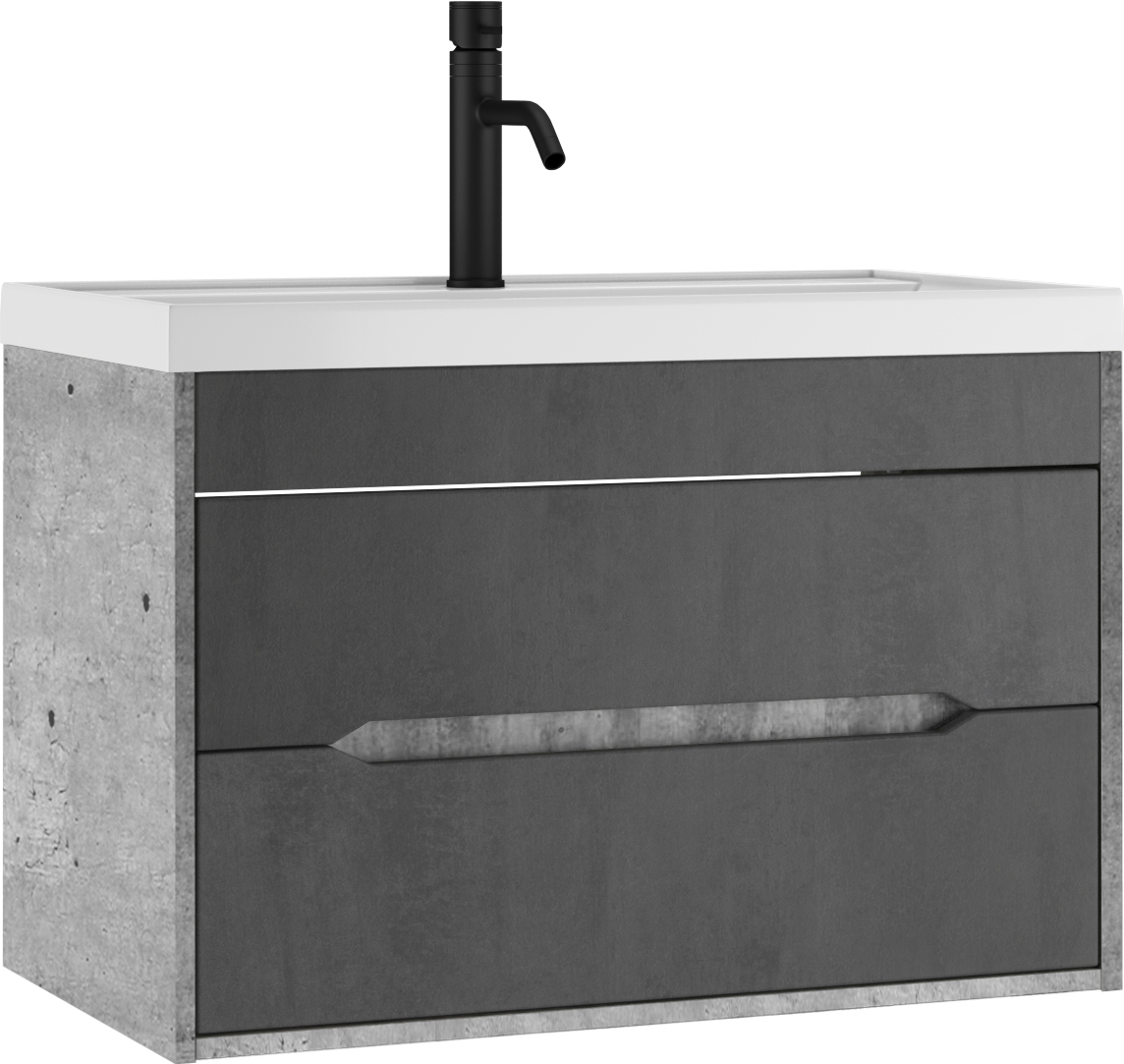 Тумба подвесная под умывальник "ЮНИТ 80" (Unit) Лофт (Loft) В2 Бетон Домино