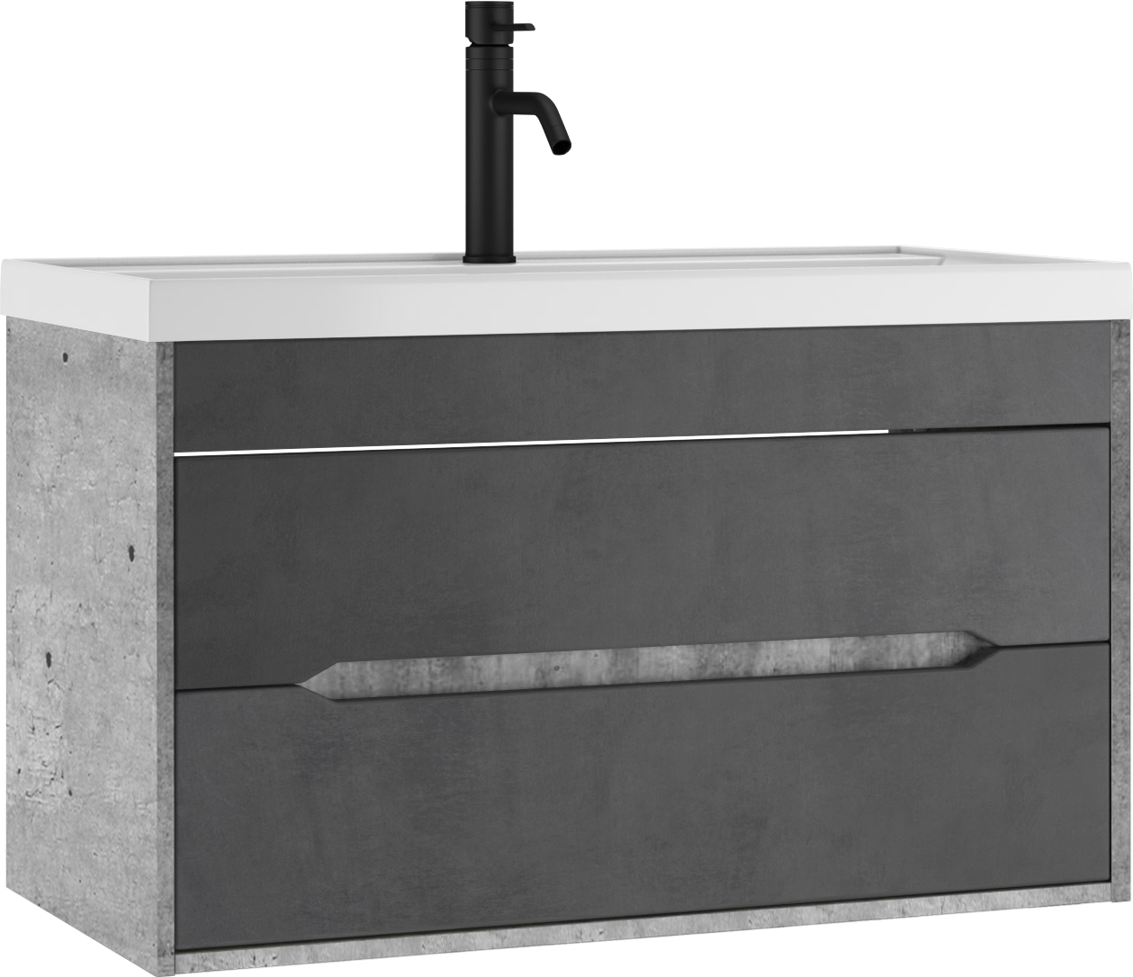 Тумба подвесная под умывальник "Базис 90" (Bazis) Лофт (Loft) В2 Бетон Домино