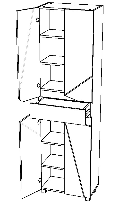 Пенал напольный Вектор 55 (Vector) с одним ящиком Домино (разобранный)