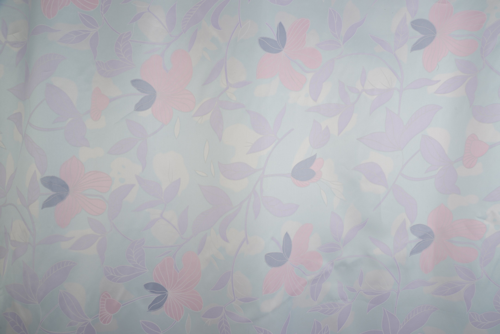 штора для ванной 020А-2(2) (голубые листья)